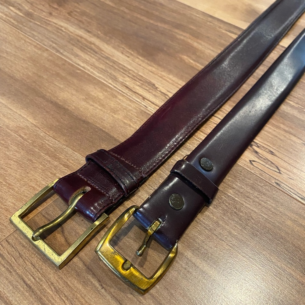 Vintage Genuine leather Brass buckle belts